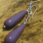 #005 Eggplant vintage drips combine with 4 mm purple crystal bicone and handmade sterling silver earwires to complete this pair.  2 1/2" Sale! $25