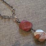 #102 Jasper and Copper necklace. Handmade copper pendant with beautiful large jasper nuggets. 20"  SOLD